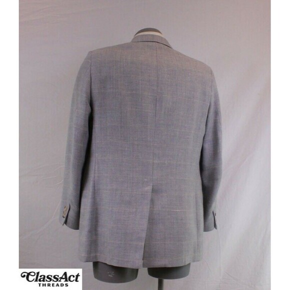 Bill Blass Jacket Blazer Sport Coat Blue glen plaid 2 btn Tweed 42L - Picture 5 of 8